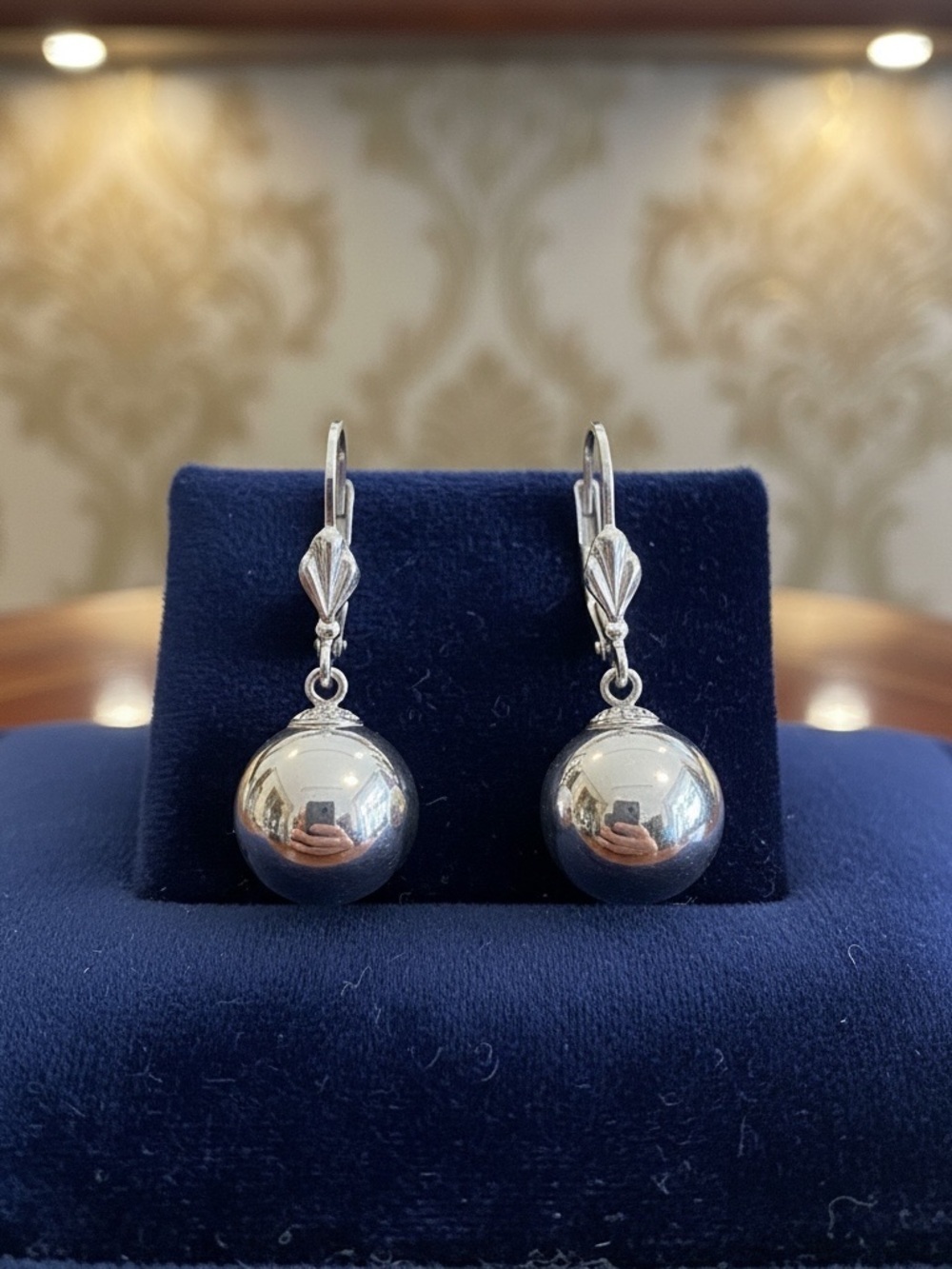 Polished Silver Drop Ball Earrings - Classic Silver